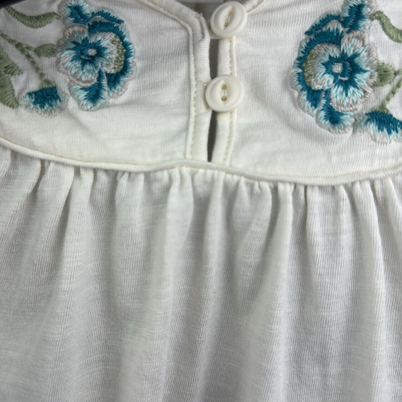 Tea Collection Embroidered Peasant Top Boho Long Sleeve Floral Cream Girl's L - Picture 4 of 10